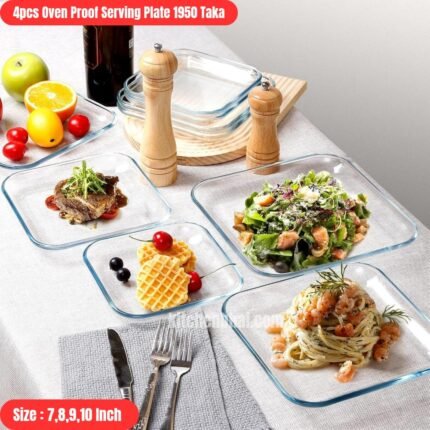 4 Pcs Oven Proof Square Serving Plate
