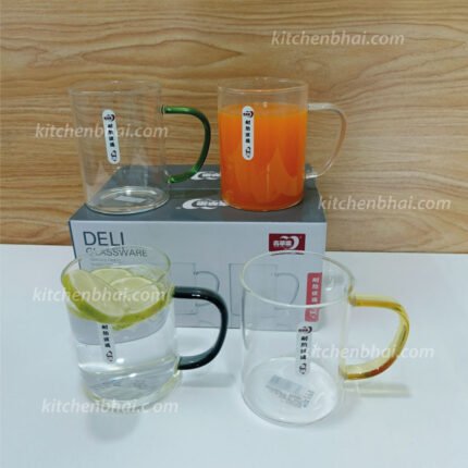 Borosilicate 4 Color Handle Mug Set- 450ml
