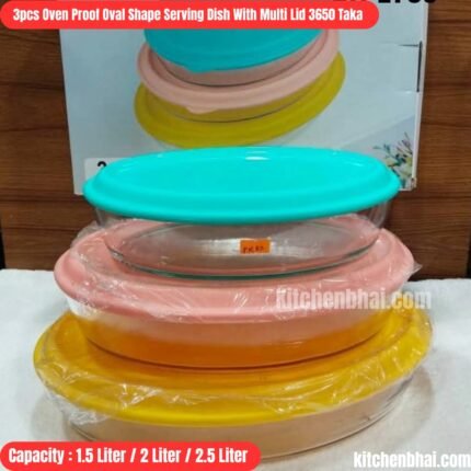 3pcs Oven Proof Oval Shape Serving Dish With Lid