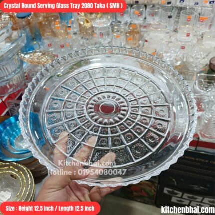 Crystal Round Serving Glass Tray-3