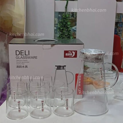 7 Pcs Borosilicate Glass Water Jug Set (Transparent)