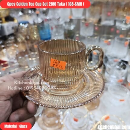 Golden Glass Cup Set, 6 Pcs Set-168