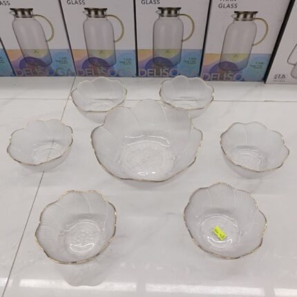 7 pcs Golden Rim Glass Firni Bati Set